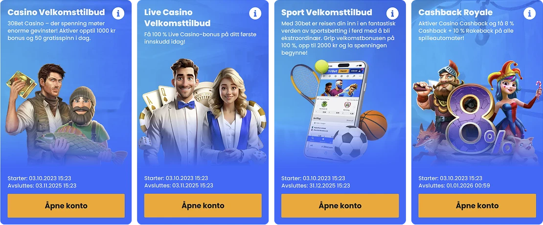 30bet casino bonuser